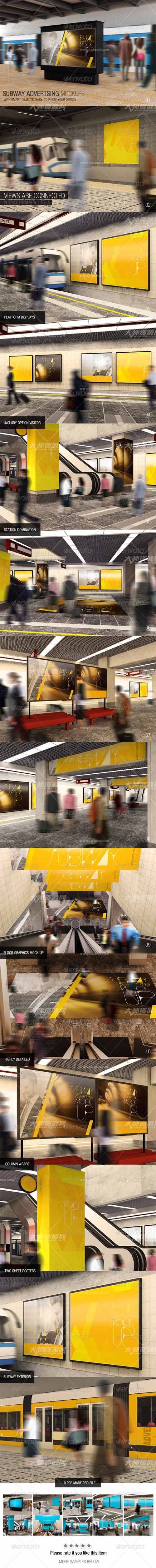Subway Advertising Mockups,地铁广告展示模型
